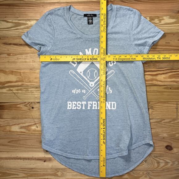 Sable Sky Diamonds Are A Girls Best Friend Tee Slub Knit Top Light Blue Size XL - Picture 3 of 4